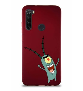 Xiaomi Redmi Note 8 Soft Premier Kapak Plankton Tasarımlı Silikon Kılıf - Mürdüm (Şeffaf)