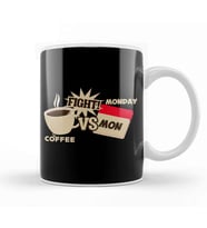 Coffee Versus Monday Fight! Funny Coffee Office Kupa Bardak Porselen