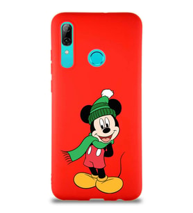 Huawei P Smart 2019 Soft Premier Kapak Mickey Mouse-G Tasarımlı Silikon Kılıf - Kırmızı (Şeffaf)