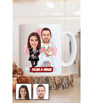 Çiftlere Özel Komik Hediye Gelin Damat Karikatürlü Beyaz Kupa Bardak