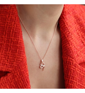 Yılan Modeli Zirkon Taşlı Rose Gold Kaplama Gümüş Kolye
