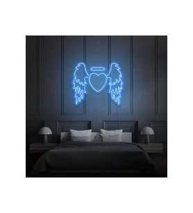 Kanatlı Kalp Şekilli Neon Tabela