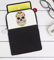 BK Gift Kurukafa Tasarımlı Taşınabilir Koruyucu Tablet Kılıfı & Organizer Çanta - Siyah-10