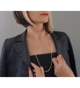 Zirkon Taşlı Su Yolu Rhinestone Uzun 72cm Silver Gold Altın Kaplama Renk Kolye (Gold)