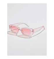 Chunky Frame Vintage Şeffaf Pembe Güneş Gözlüğü