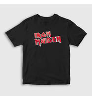Presmono Unisex Çocuk Siyah Logo V2 Iron Maiden T-Shirt 86789tt
