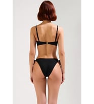 Kadın Bikini Takımı Dokulu Örme Kumaş Straplez Üst Balensiz Atma Kap Brazilian Alt Normal Bel