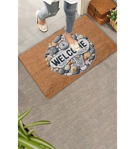 Valerine Life Çakıl Taşları ve Pusula Welcome Kapı Önü Paspası 45x70cm
