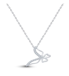 0.04 Karat Tasarım Pırlanta Kolye (Beyaz-Rose Gold)
