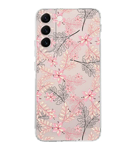 Samsung Galaxy S22 Plus  Kamera Korumalı Kapak Floral Kırmızı Tasarımlı  Şeffaf Kılıf