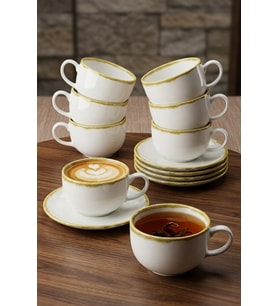 Vezura Çay-Kahve-Cappucino 6 Kişilik 12 Parça Fincan Seti Profesyonel Horeca Serisi
