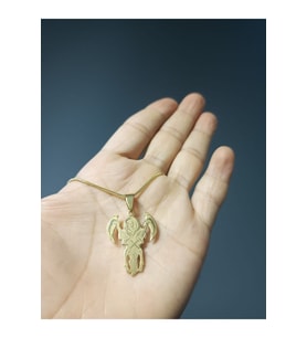 Death Angel Gold Renk 316L Paslanmaz Çelik Figür Kolye (Gümüş)