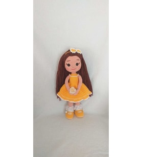 Sarı Fatoş Bebek Amigurumi Organik Oyuncak
