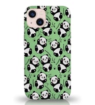Apple iPhone 13 Mini Uyumlu Lansman Kılıf Panda Tasarımlı İçi Kadife Kapak-Yeşil (Şeffaf)