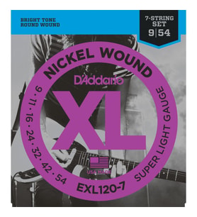 Daddario Exl120-7 Elektro Gitar Tel Seti, 7 Telli, Xl, 9-54, Nickel
