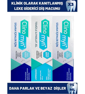 Clinomyn Smokers Sigara Içenler Için Diz Beyazlatan 75ml X 2 + Temizle Parlat Diş Beyazlatan ve Parlatan Fresh Jel Diş Macunu 75 ml