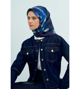 Armine Saf İpek Sura Eşarp-2026 İlkbahar-Yaz- 95060D (Lacivert)
