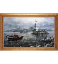 Çerçeveli Paspartulu Manzara Tablo ah1905 (Gold)