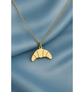 Kişiye Özel Minimal Kruvasan Kolye 925K Gümüş (Gold)