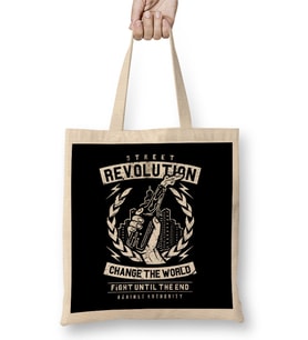 Street Revolution Change The World Bez Çanta Uzun Saplı