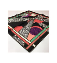 Geometrik Desen Black Seri Twill Eşarp Eşarp Askısı ile Birlikte 90x90 cm Siyah 