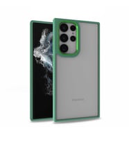 Galaxy S22 Ultra Kılıf Flora Buton,Kenar Çevresi Renkli Kılıf (Yeşil)
