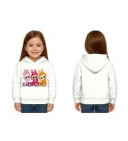 Unisex Baskılı Çocuk Swaetshirt Labubu Baskılı Kapüşonlu 3 İplik Şardonlu (Beyaz)