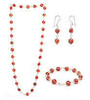 Orijinal Akik Taşlı 925 Ayar Gümüş Üçlü Set 201021770
