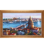 Çerçeveli Paspartulu Manzara Tablo ah1695 (Gold)