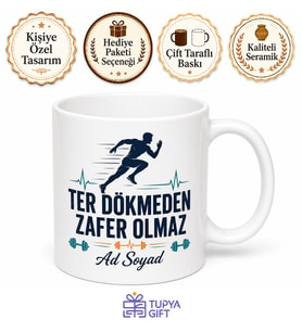 Dünya Spor Günü Sağlıklı Beden İçin Ter Dökenlere Özel Tasarım Kupa Bardak Hediye