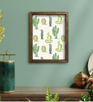 BK Gift Kaktüs Tasarımlı Doğal Masif Ahşap Çerçeveli Tablo 30x40cm-18