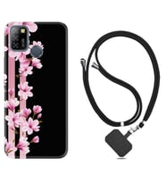 INFINIX Smart 4 5 6 Zero 8 S5 Pro Kılıf Boyun Askılı Silikon Pink Flowers 3 1393