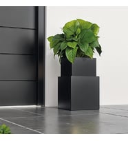 Flora Modern Saksı 35x35x30 Antrasit Dekoratif Alüminyum Metal Dış Mekan Bahçe Balkon Teras Dayanıklı Saksı