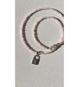 Pembe kuvars 925 ayar gümüş kolye