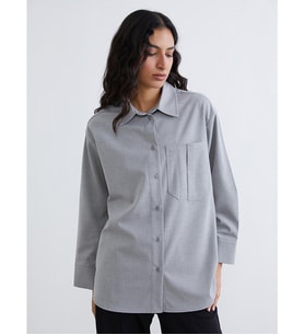 LCW Modest Gri Oversize Kadın Gömlek Tunik