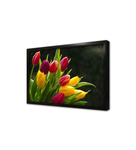 Sarı Kırmızı Laleler Çerçeveli Cam Tablo