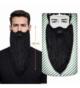 Siyah Renk Lastikli Uzun Takma Sakal 40 cm (5343)
