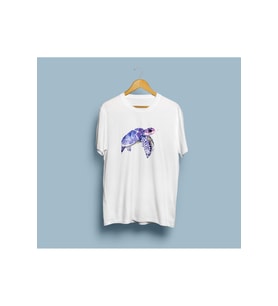 Oversize Mor Kaplumbağa Tasarım Unisex T-shirt