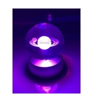 Renkli LED Işıklı Satürn Gezegen Cam Küre Dekorasyonu (Krem)