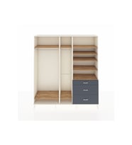 Hyperion Dolap 9 Raflı 3 Çekmeceli 3 Askılı 220x44x243 Aytaşı-Çam/Antrasit
