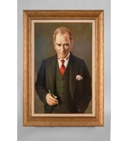 Çerçeveli Paspartulu Atatürk Tablo a805 (Gold)