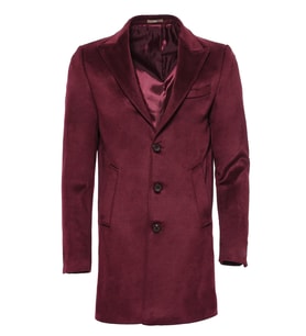 Bordo Sivri Yaka Slim Fit Kaban - Wessi