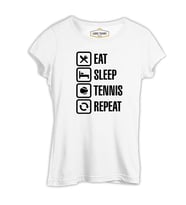 Tenis - Eat Sleep Tennis Beyaz Kadın Tshirt