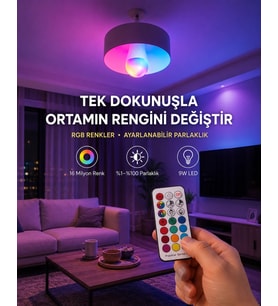 Kumanda Destekli Çok Renkli Akıllı Led Ampul Yeni Nesil