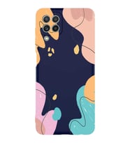 PrintiFy Samsung Galaxy A22 Uyumlu Lansman Kılıf Karışık Renkler Tasarımlı İçi Kadife Kapak (Lacivert)