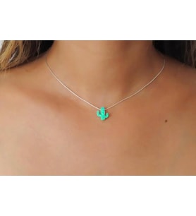 KAKTÜS OPAL 925 AYAR GÜMÜŞ KOLYE