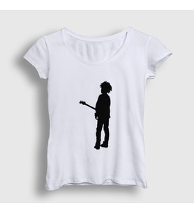 Presmono Kadın Beyaz Guitar Robert Smith The Cure T-Shirt 452981tt (Beyaz)