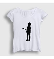 Presmono Kadın Beyaz Guitar Robert Smith The Cure T-Shirt 452981tt (Beyaz)