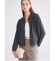 LCW EVERYDAY Antrasit Kolej Yaka Oversize Kadın Fermuarlı Sweatshirt
