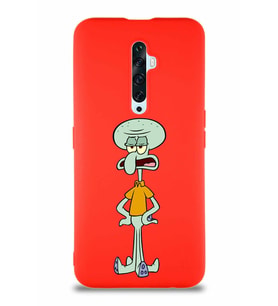 Oppo Reno 2Z Soft Premier Kapak Squidward Dokunaç Tasarımlı Silikon Kılıf - Kırmızı (Şeffaf)